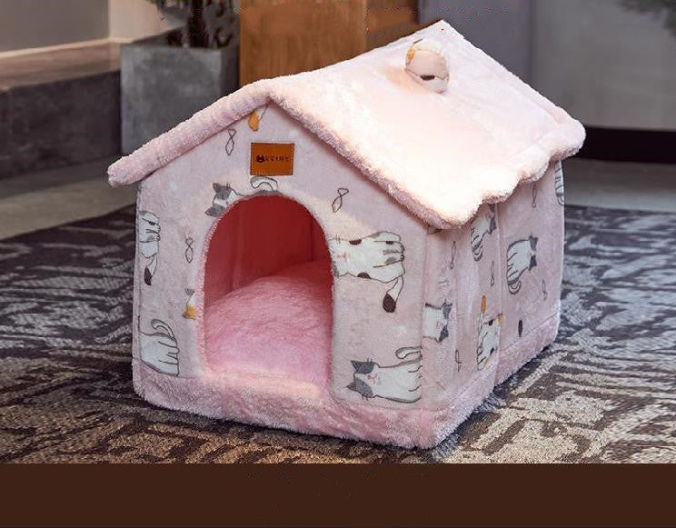 Cozy Foldable Pet Cave – Snuggly Winter Retreat for Cats & Small Dogs!