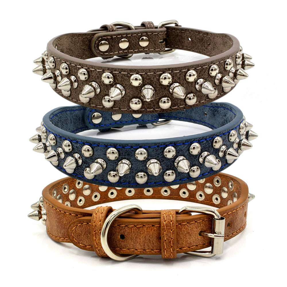 Adjustable Rivet Pet Collar for Dogs and Cats – Durable & Stylish Everyday Wear