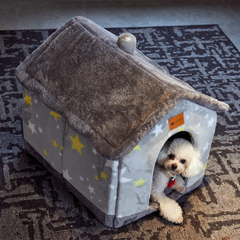 Cozy Foldable Pet Cave – Snuggly Winter Retreat for Cats & Small Dogs!