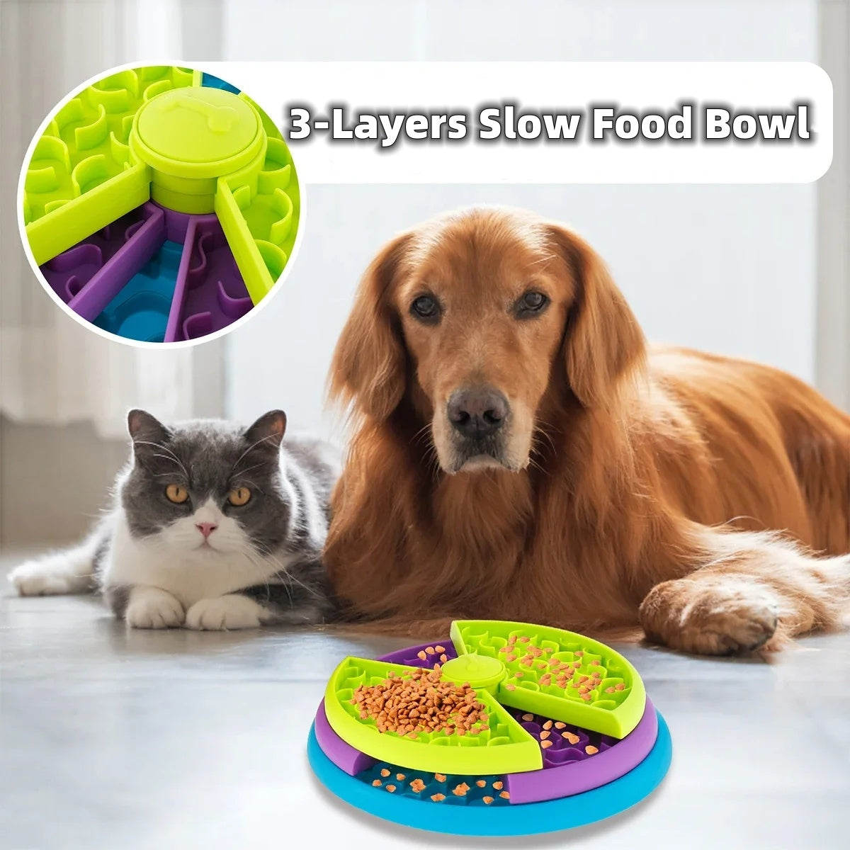 Rotating Puzzle Feeder Bowl – Slow, Safe & Fun Mealtimes for Pets!