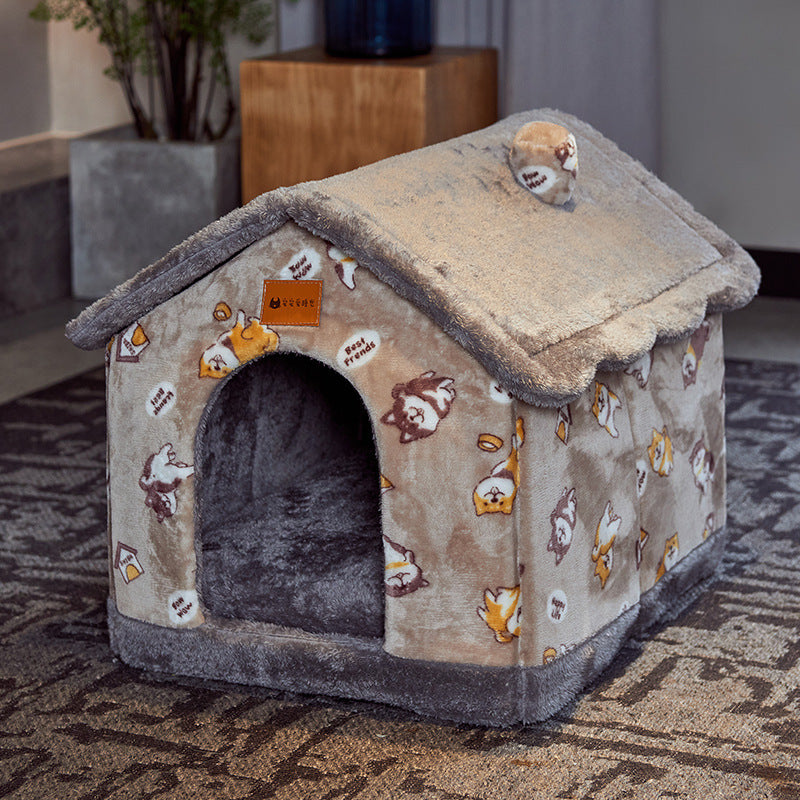 Cozy Foldable Pet Cave – Snuggly Winter Retreat for Cats & Small Dogs!