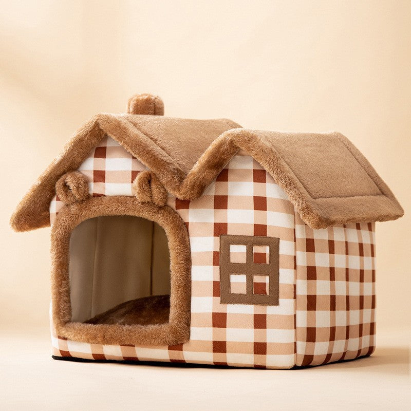 Cozy Foldable Pet Cave – Snuggly Winter Retreat for Cats & Small Dogs!
