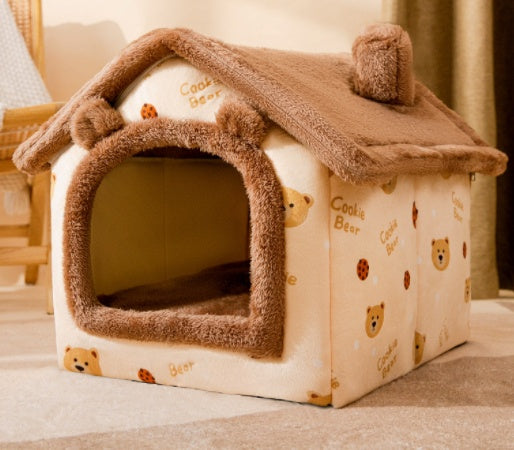 Cozy Foldable Pet Cave – Snuggly Winter Retreat for Cats & Small Dogs!