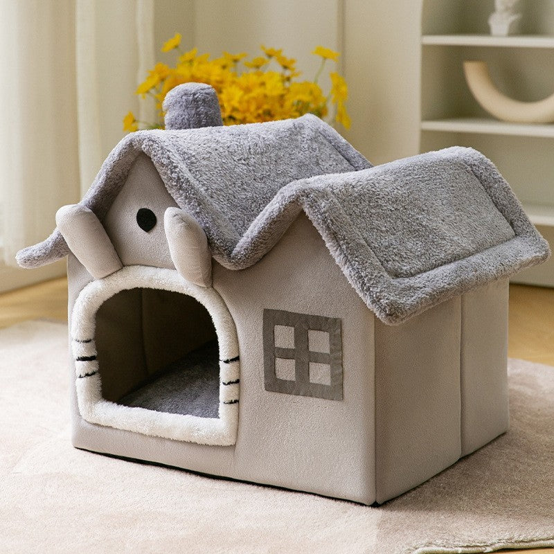 Cozy Foldable Pet Cave – Snuggly Winter Retreat for Cats & Small Dogs!