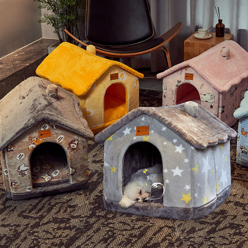 Cozy Foldable Pet Cave – Snuggly Winter Retreat for Cats & Small Dogs!