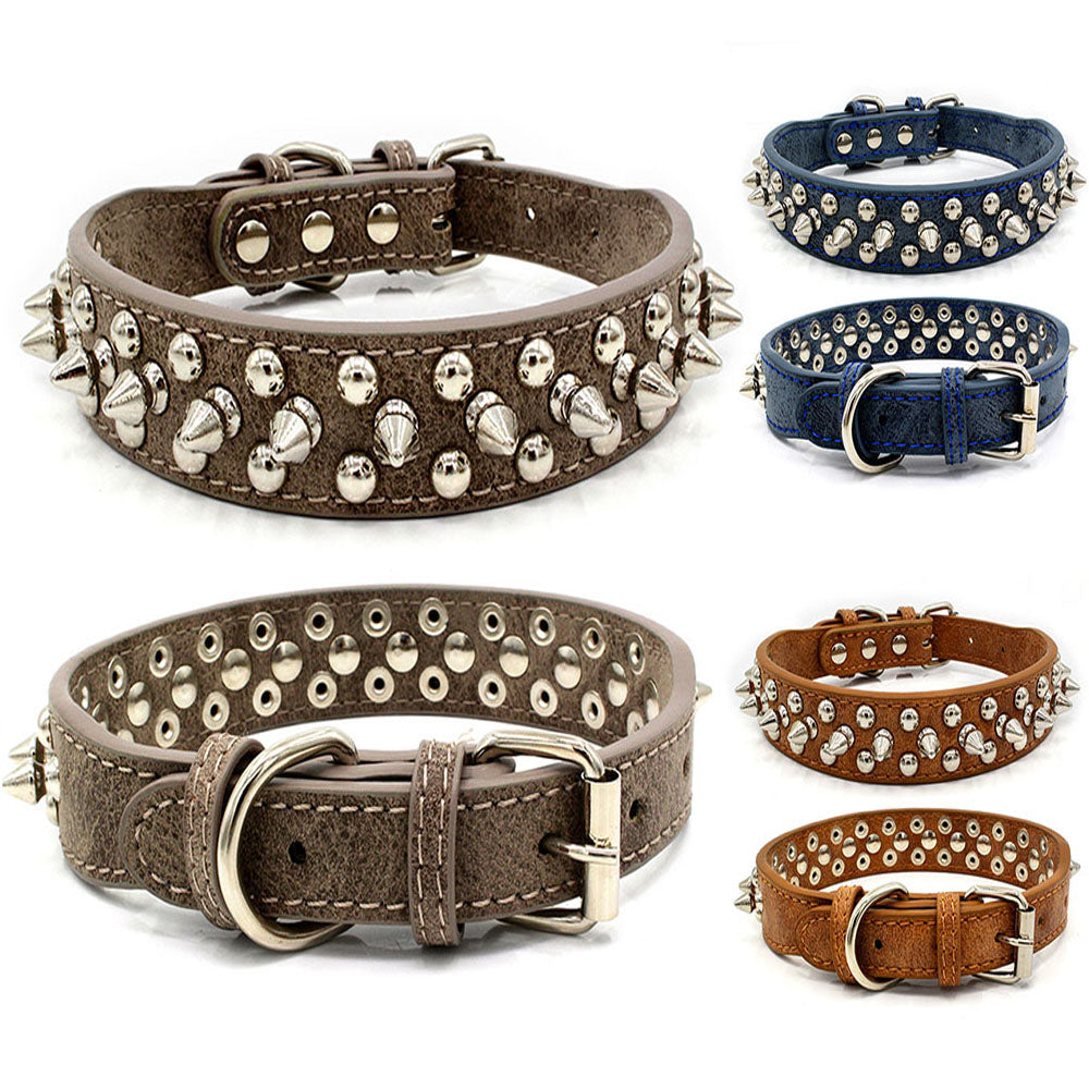 Adjustable Rivet Pet Collar for Dogs and Cats – Durable & Stylish Everyday Wear