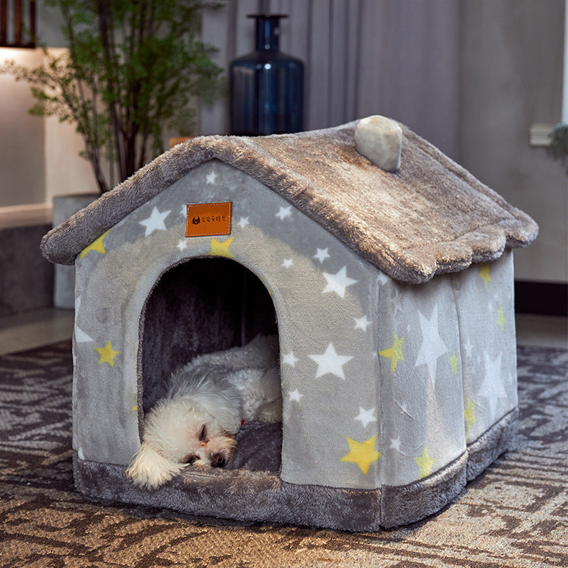 Cozy Foldable Pet Cave – Snuggly Winter Retreat for Cats & Small Dogs!