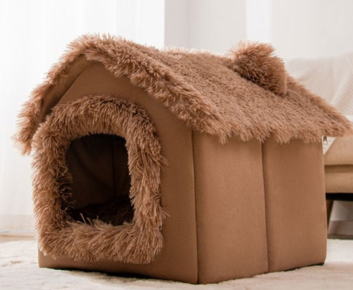 Cozy Foldable Pet Cave – Snuggly Winter Retreat for Cats & Small Dogs!
