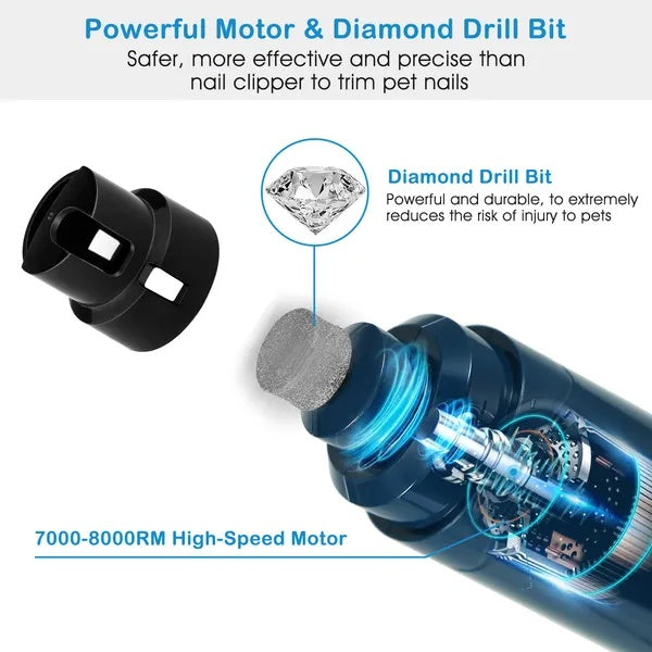 Quiet Dog Nail Grinder with 2 Speeds and USB Charging – Low‑Noise, Safe & Easy Nail Trimmer for Dogs & Cats
