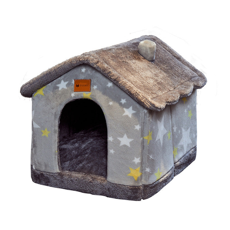 Cozy Foldable Pet Cave – Snuggly Winter Retreat for Cats & Small Dogs!