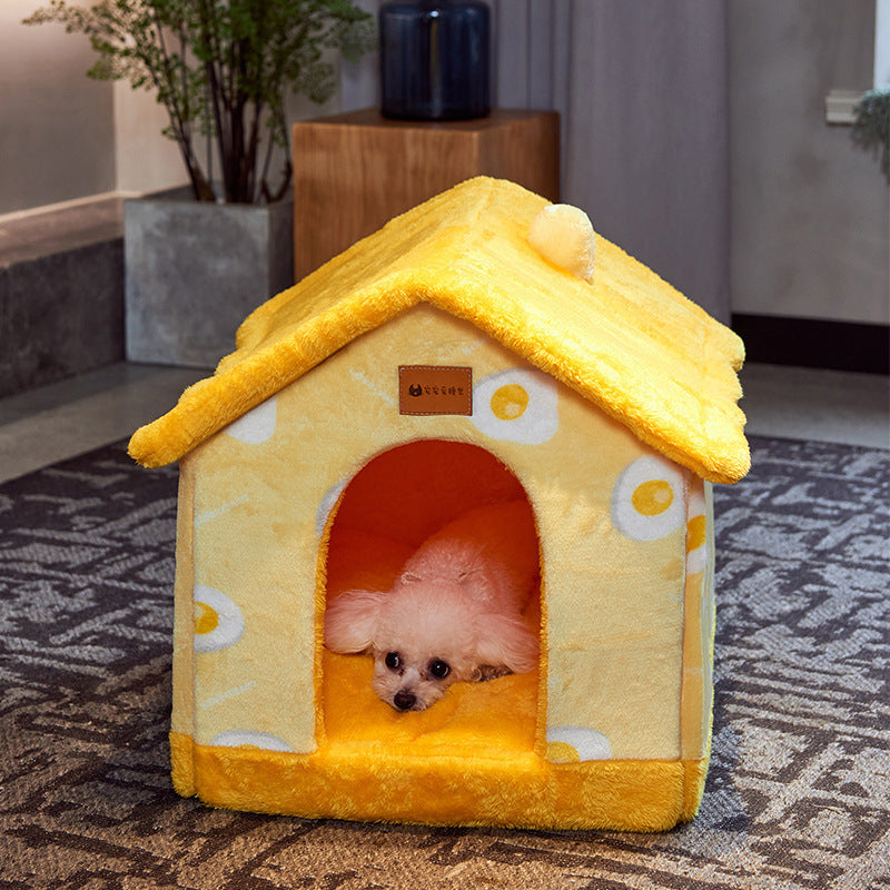 Cozy Foldable Pet Cave – Snuggly Winter Retreat for Cats & Small Dogs!