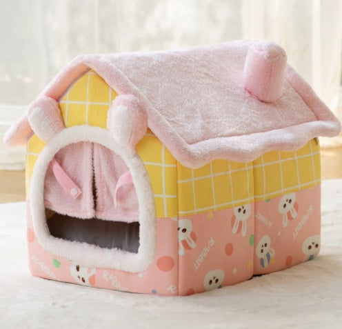 Cozy Foldable Pet Cave – Snuggly Winter Retreat for Cats & Small Dogs!