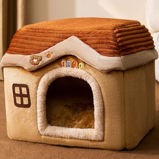 Cozy Foldable Pet Cave – Snuggly Winter Retreat for Cats & Small Dogs!